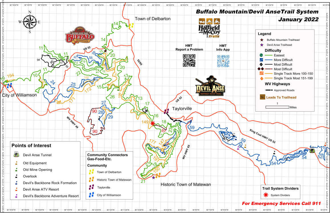 Buffalo Mountain and Devil Anse Trail System Map